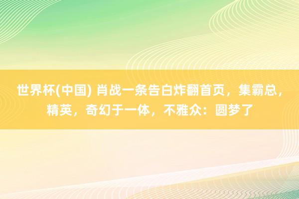 世界杯(中国) 肖战一条告白炸翻首页,集霸总,精英,奇幻于一体,不雅众:圆梦了