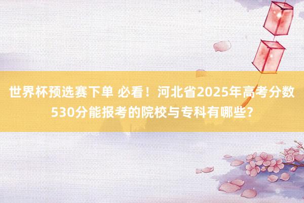 世界杯预选赛下单 必看!河北省2025年高考分数530分能报考的院校与专科有哪些?