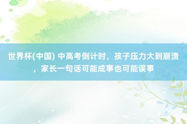 世界杯(中国) 中高考倒计时，孩子压力大到崩溃，家长一句话可能成事也可能误事