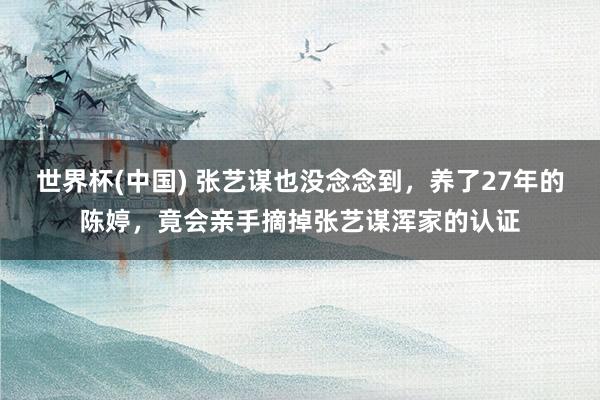 世界杯(中国) 张艺谋也没念念到,养了27年的陈婷,竟会亲手摘掉张艺谋浑家的认证