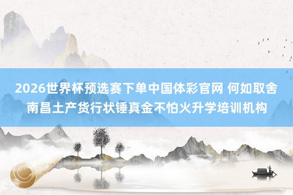 2026世界杯预选赛下单中国体彩官网 何如取舍南昌土产货行状锤真金不怕火升学培训机构