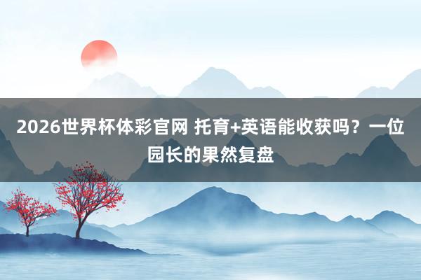 2026世界杯体彩官网 托育+英语能收获吗?一位园长的果然复盘