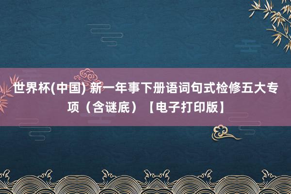 世界杯(中国) 新一年事下册语词句式检修五大专项（含谜底）【电子打印版】
