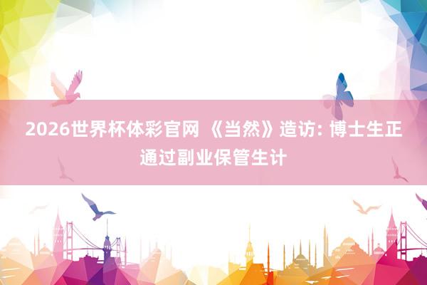 2026世界杯体彩官网 《当然》造访: 博士生正通过副业保管生计