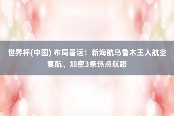 世界杯(中国) 布局暑运！新海航乌鲁木王人航空复航、加密3条热点航路