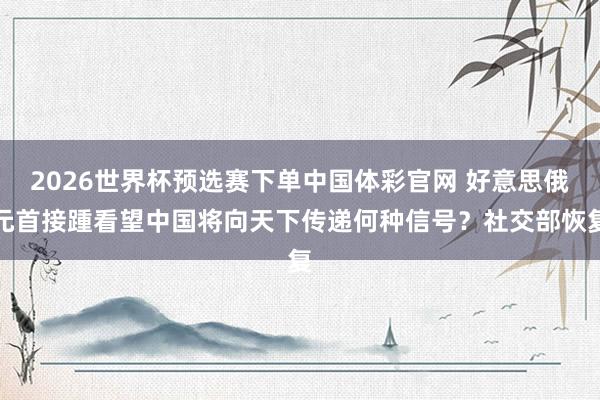 2026世界杯预选赛下单中国体彩官网 好意思俄元首接踵看望中国将向天下传递何种信号?社交部恢复