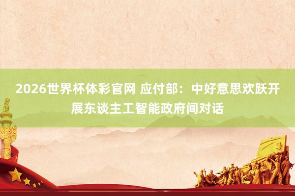 2026世界杯体彩官网 应付部:中好意思欢跃开展东谈主工智能政府间对话