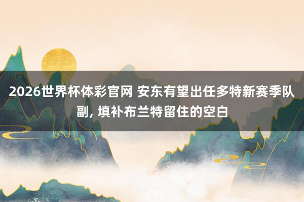 2026世界杯体彩官网 安东有望出任多特新赛季队副， 填补布兰特留住的空白