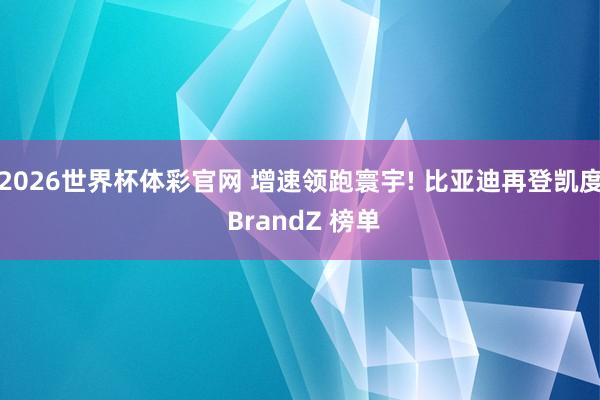 2026世界杯体彩官网 增速领跑寰宇! 比亚迪再登凯度 BrandZ 榜单