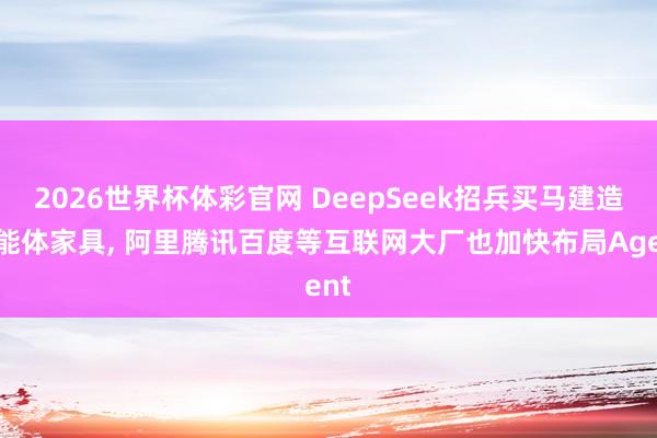 2026世界杯体彩官网 DeepSeek招兵买马建造智能体家具, 阿里腾讯百度等互联网大厂也加快布局Agent
