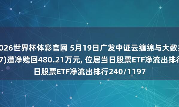 2026世界杯体彩官网 5月19日广发中证云缠绵与大数据ETF(159527)遭净赎回480.21万元, 位居当日股票ETF净流出排行240/1197