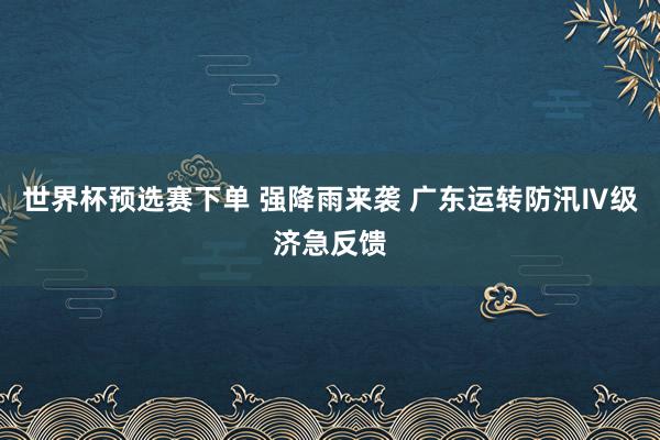 世界杯预选赛下单 强降雨来袭 广东运转防汛Ⅳ级济急反馈