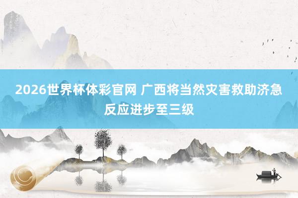 2026世界杯体彩官网 广西将当然灾害救助济急反应进步至三级