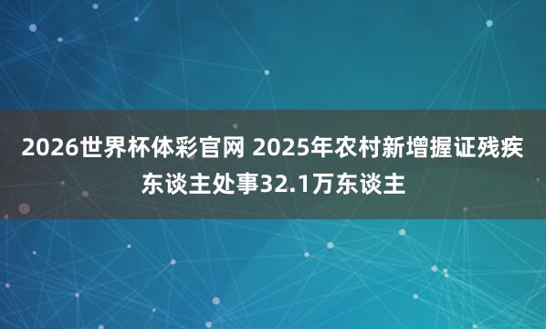 2026世界杯体彩官网 2025年农村新增握证残疾东谈主处事32.1万东谈主