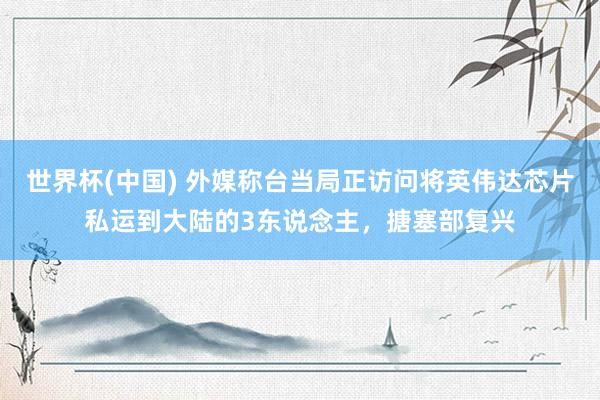 世界杯(中国) 外媒称台当局正访问将英伟达芯片私运到大陆的3东说念主,搪塞部复兴