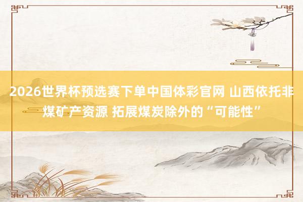 2026世界杯预选赛下单中国体彩官网 山西依托非煤矿产资源 拓展煤炭除外的“可能性”