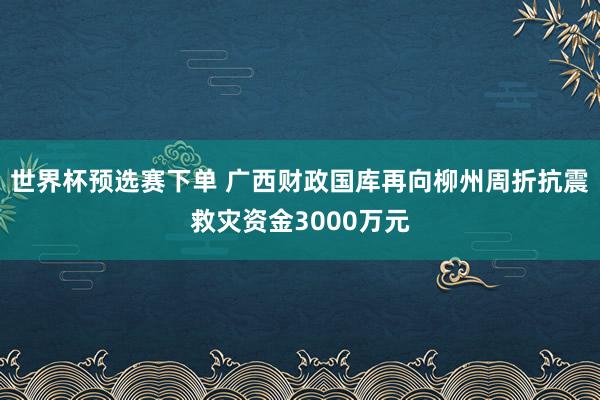 世界杯预选赛下单 广西财政国库再向柳州周折抗震救灾资金3000万元