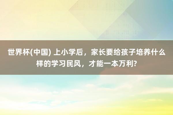 世界杯(中国) 上小学后,家长要给孩子培养什么样的学习民风,才能一本万利?