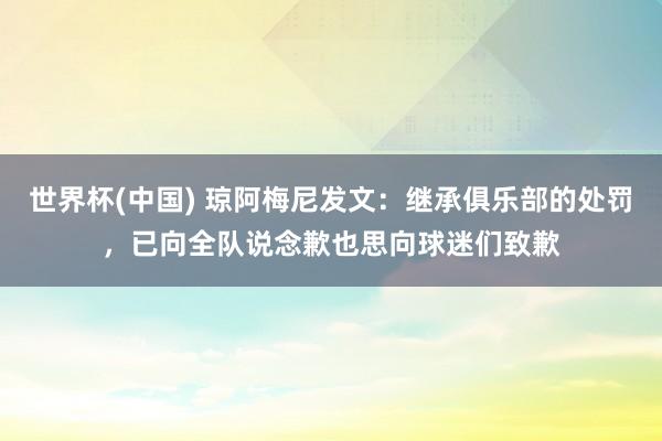世界杯(中国) 琼阿梅尼发文:继承俱乐部的处罚,已向全队说念歉也思向球迷们致歉