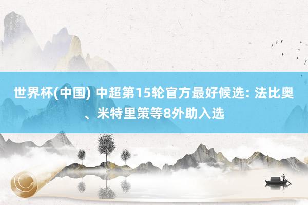 世界杯(中国) 中超第15轮官方最好候选: 法比奥、米特里策等8外助入选