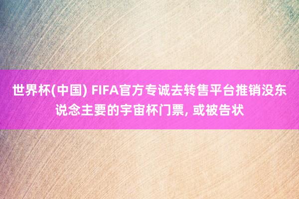 世界杯(中国) FIFA官方专诚去转售平台推销没东说念主要的宇宙杯门票， 或被告状