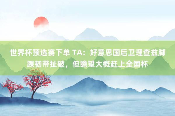 世界杯预选赛下单 TA：好意思国后卫理查兹脚踝韧带扯破，但瞻望大概赶上全国杯
