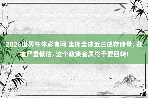2026世界杯体彩官网 坐拥全球近三成存储量， 却被严重低估， 这个政策金属终于要回转!