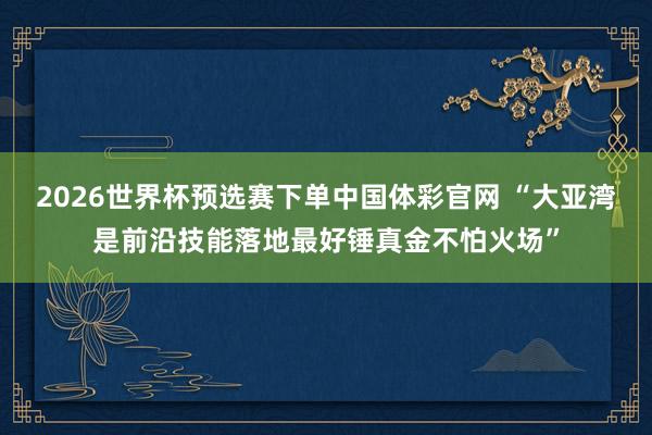 2026世界杯预选赛下单中国体彩官网 “大亚湾是前沿技能落地最好锤真金不怕火场”