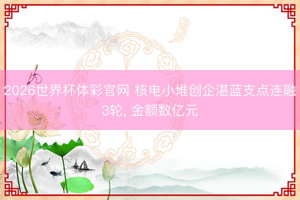 2026世界杯体彩官网 核电小堆创企湛蓝支点连融3轮， 金额数亿元