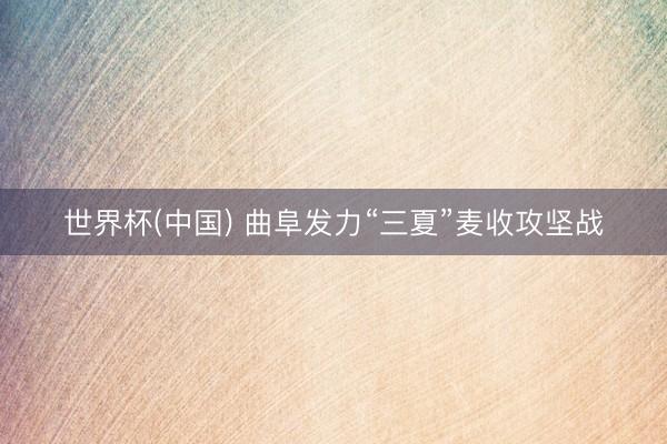 世界杯(中国) 曲阜发力“三夏”麦收攻坚战