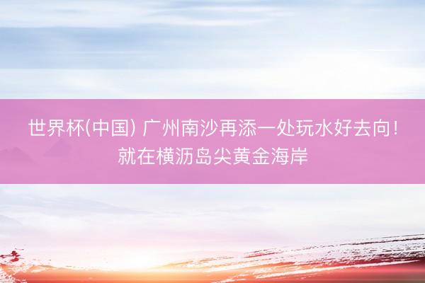 世界杯(中国) 广州南沙再添一处玩水好去向！就在横沥岛尖黄金海岸