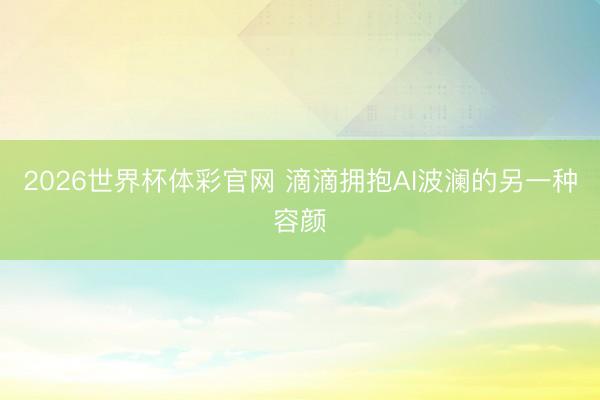 2026世界杯体彩官网 滴滴拥抱AI波澜的另一种容颜